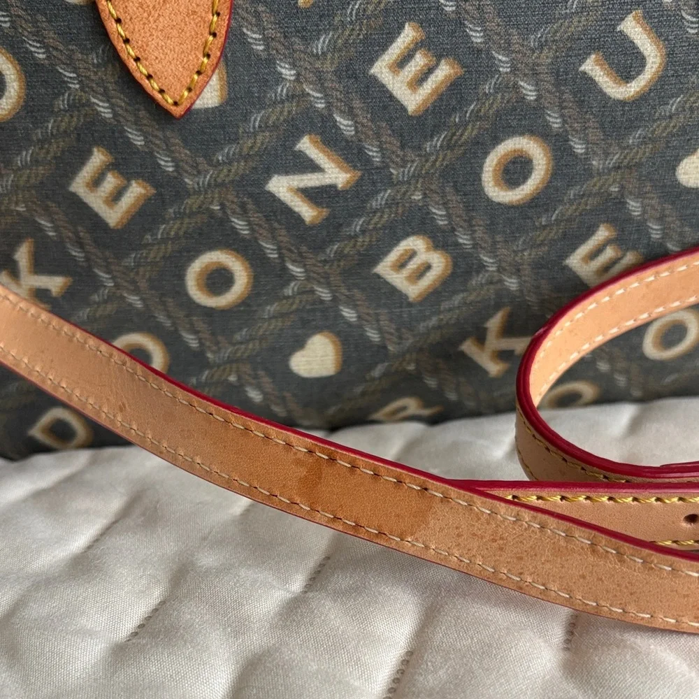 Dooney & Bourke Gray and Tan Logo Satchel